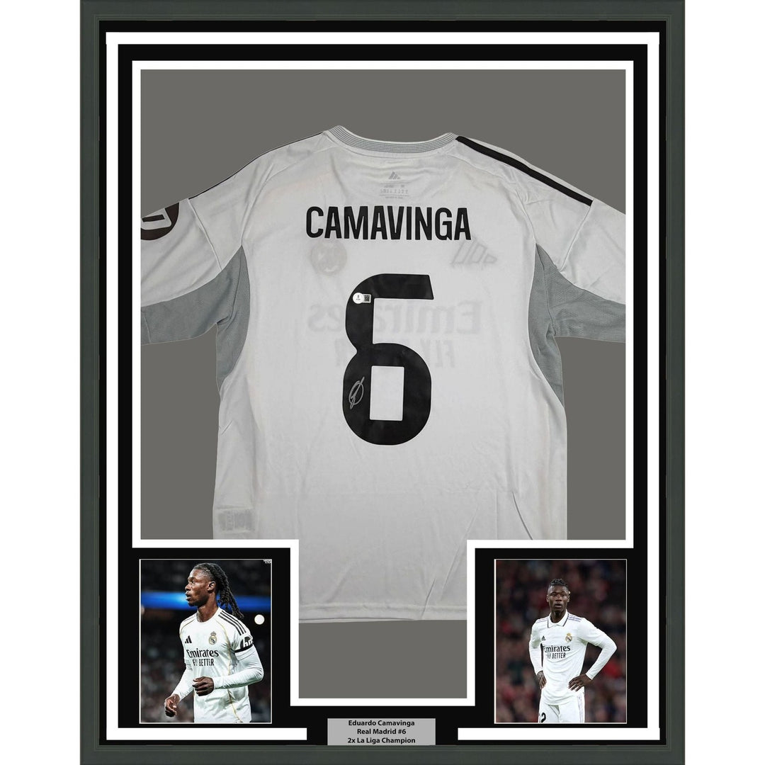 Framed Autographed/Signed Eduardo Camavinga 35x39 Madrid Jersey Beckett COA