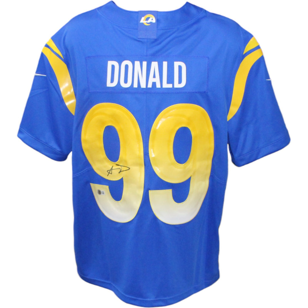 Aaron Donald Autographed/Signed Nike Vapor Jersey Blue Jersey Beckett 43836