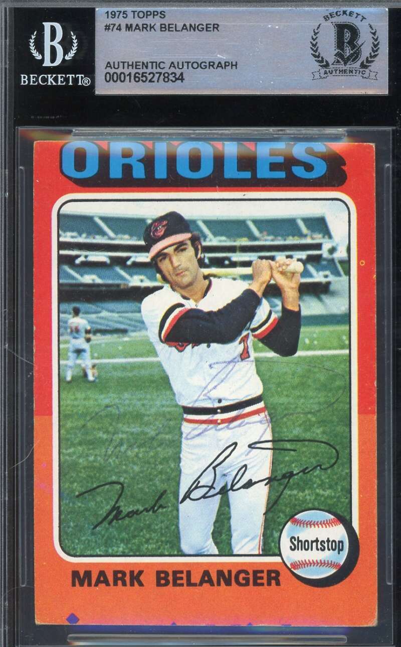 Mark Belanger Beckett BAS Signed 1975 Topps Autograph