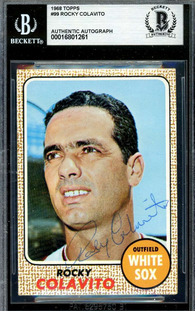 Rocky Colavito Beckett BAS Signed 1968 Topps Autograph