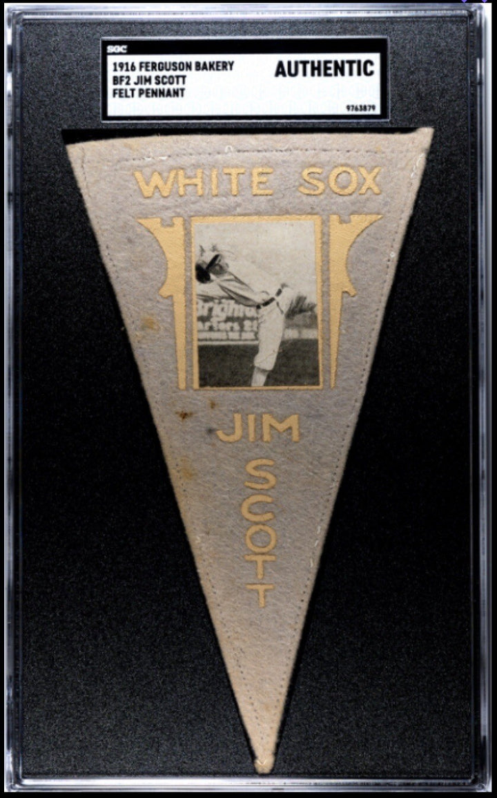 1916 Ferguson Bakery BF2 Jim Scott Gray Felt Pennant SGC Authentic White Sox