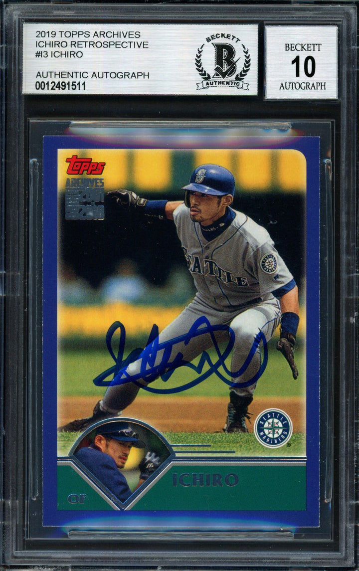 Ichiro Suzuki Signed 2019 Topps Archives Retrospective Card I-3 Auto 10 Beckett