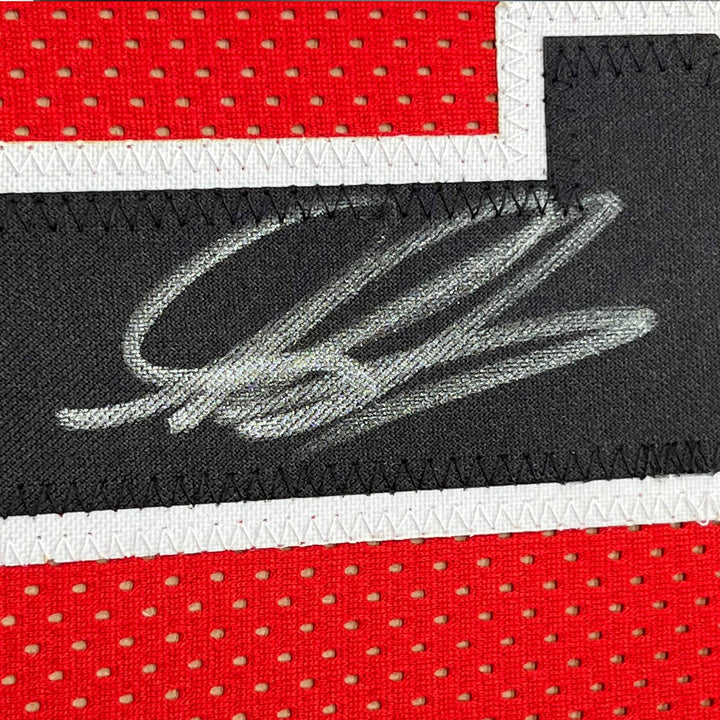 FRAMED Autographed/Signed DENNIS RODMAN 33x42 Chicago Red Jersey JSA COA Auto