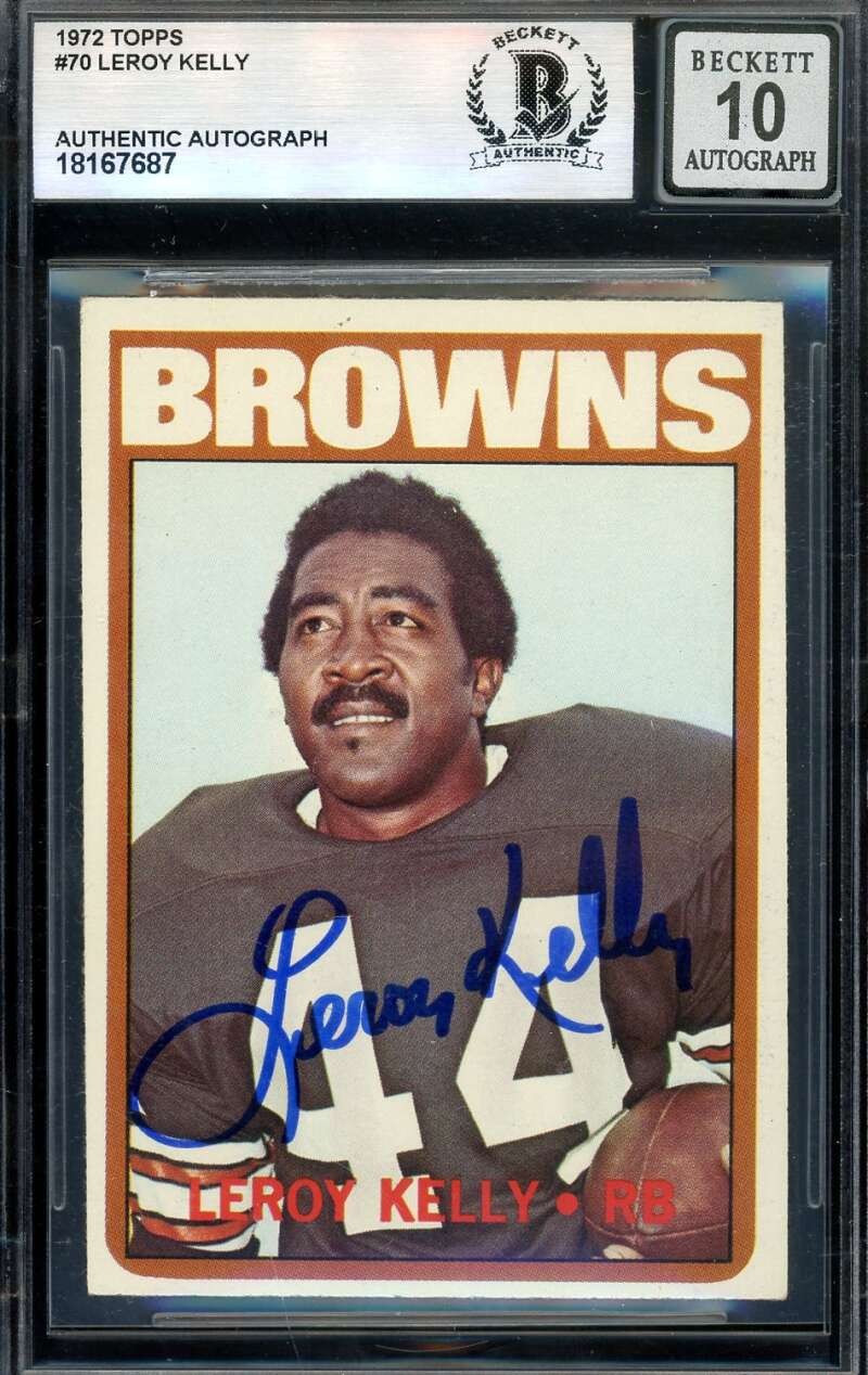 Leroy Kelly Gem Mint 10 Beckett BAS Signed 1972 Topps Autograph