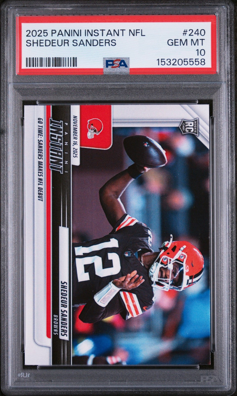 Graded 2025 Panini Instant Shedeur Sanders #240 Rookie RC Card PSA 10