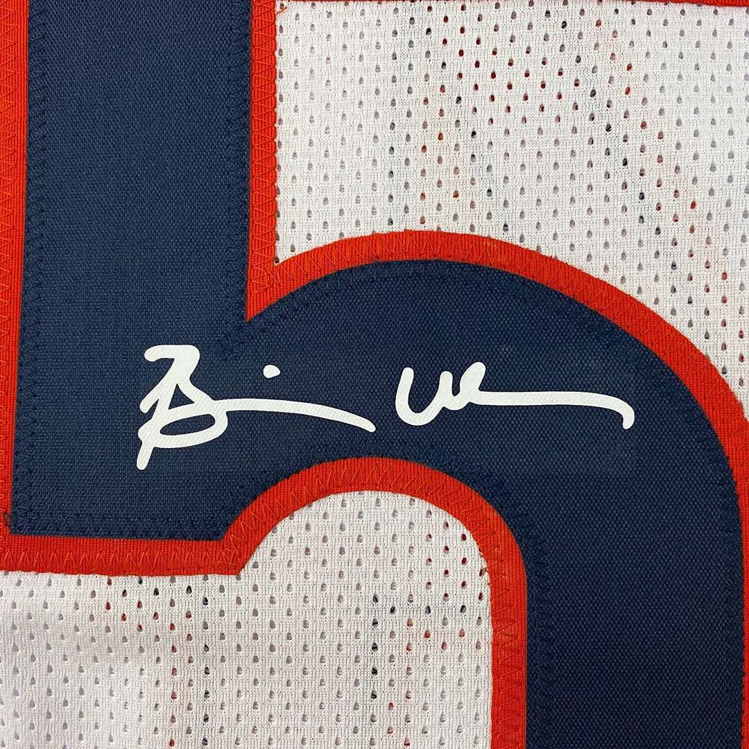 Framed Facsimile Autographed Brian Urlacher 33x42 White Reprint Laser Jersey