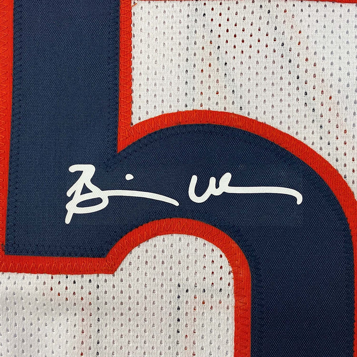 Framed Facsimile Autographed Brian Urlacher 33x42 White Reprint Laser Jersey