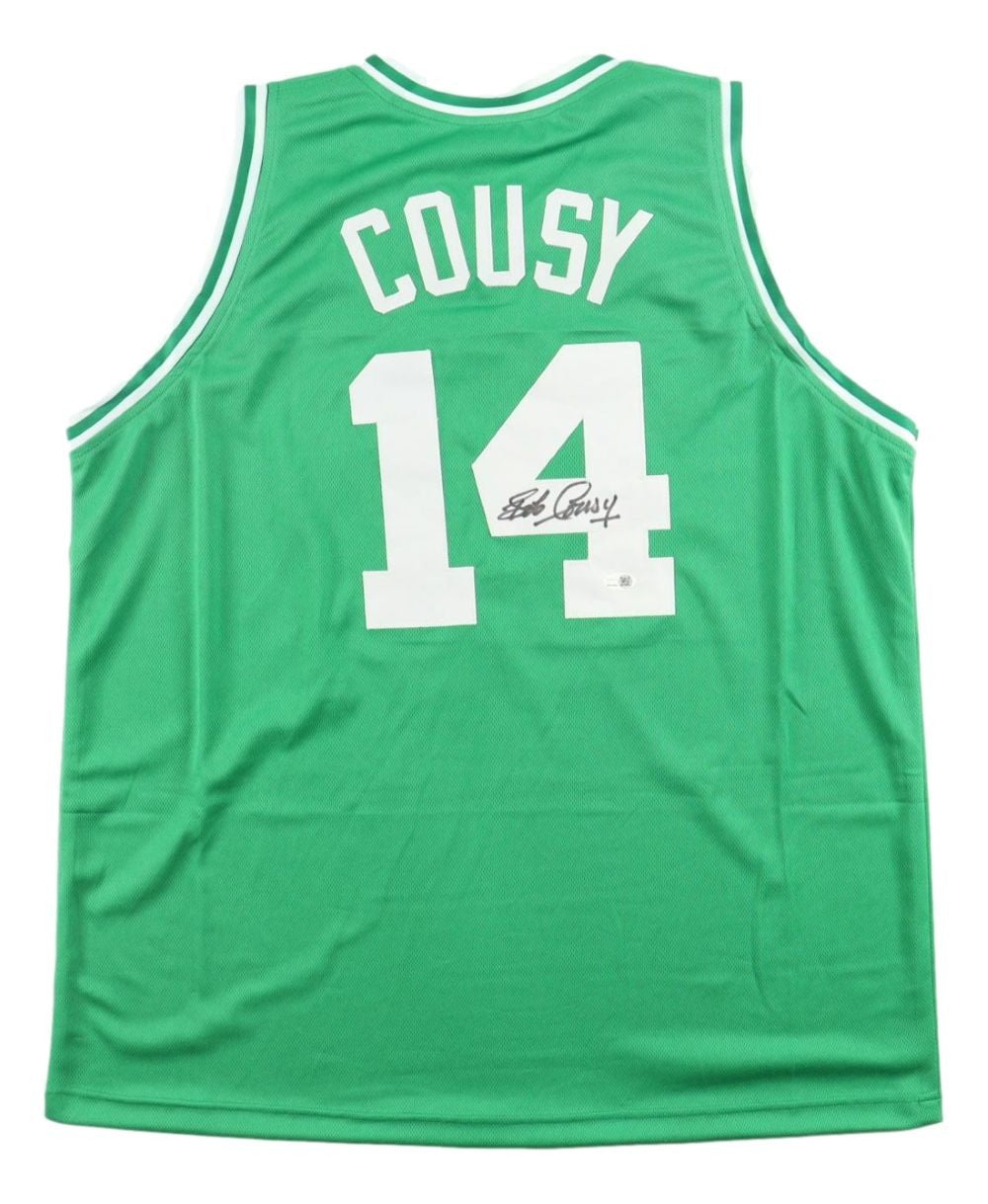 Bob Cousy Boston Signed Green Basketball Jersey JSA QR Hologram