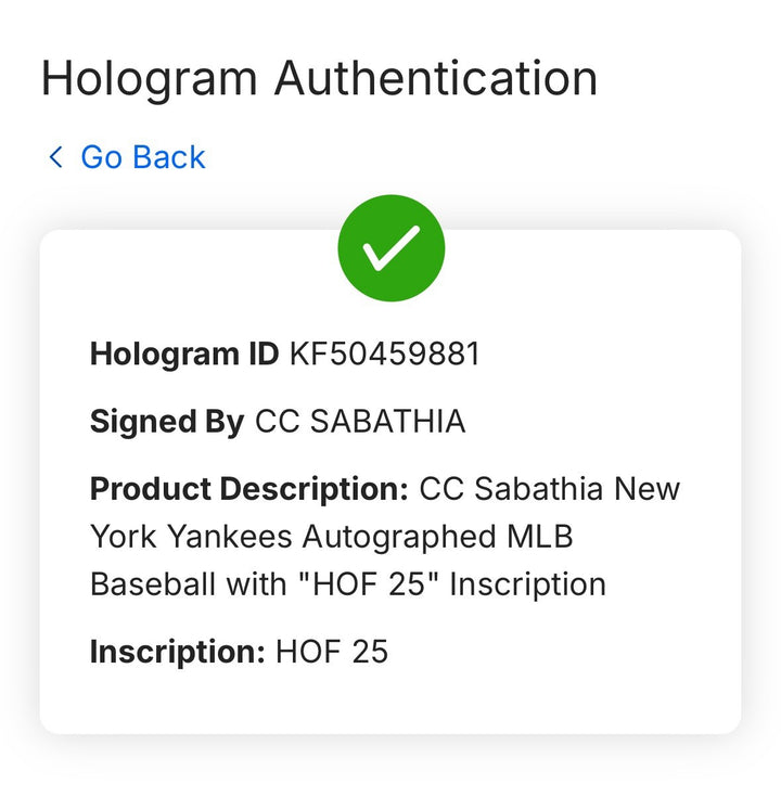 CC Sabathia Signed Official MLB Baseball NY Yankees HOF 25 Auto Fanatics MLB COA