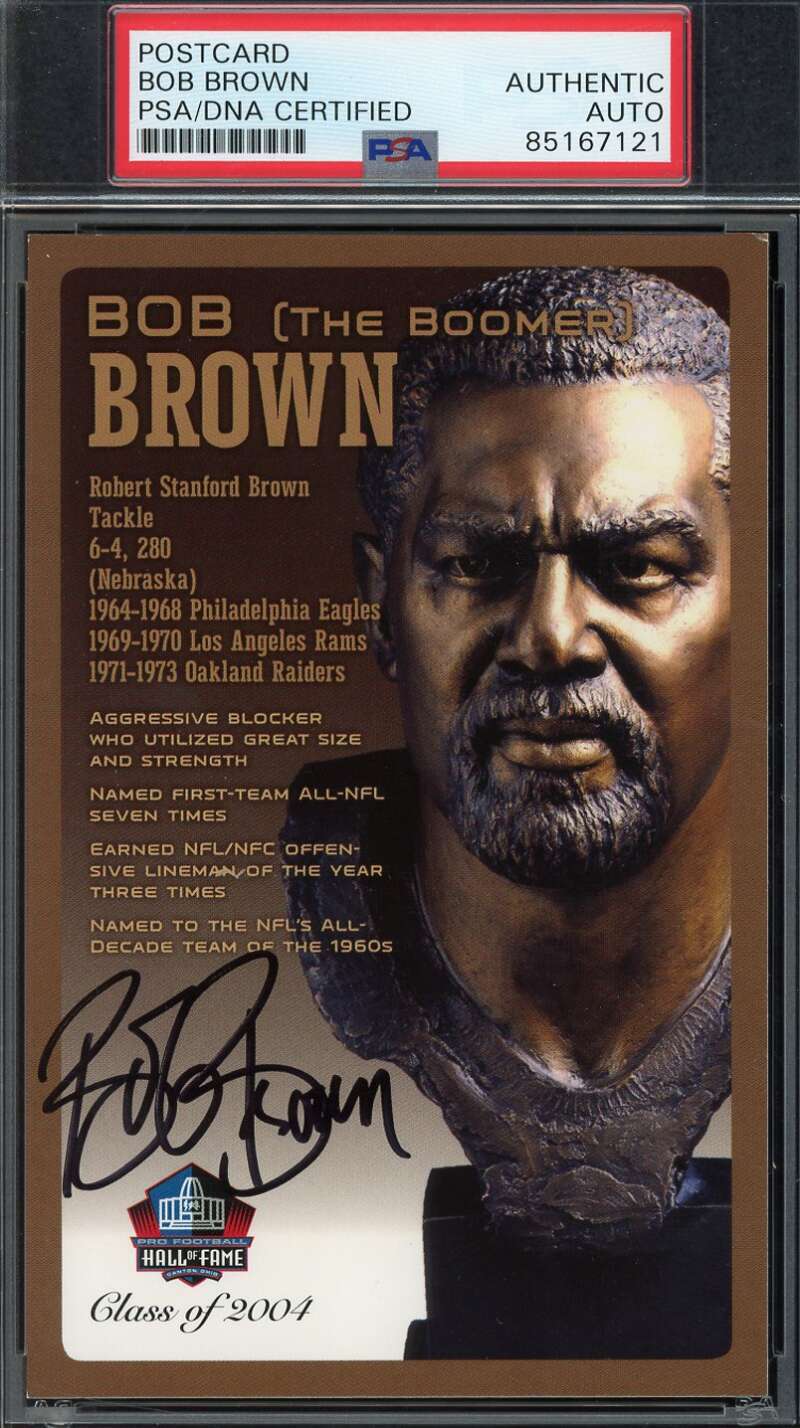 Bob Brown PSA DNA Signed Hall of Fame Bronze Bust Postcard /150 Autograph