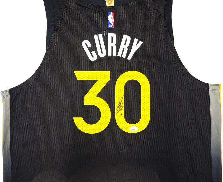 Warriors Stephen Curry Auto Black Nike Authentic City Edition Jersey Size 52 JSA