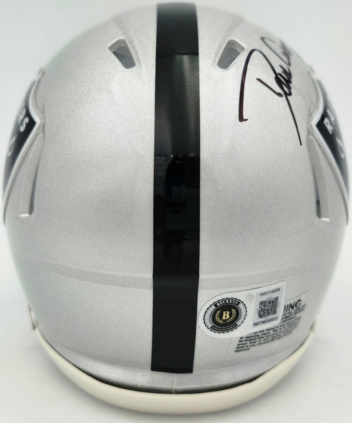 Dave Casper Signed Oakland Raiders Silver Speed Mini Helmet "HOF 02" Beckett Wit