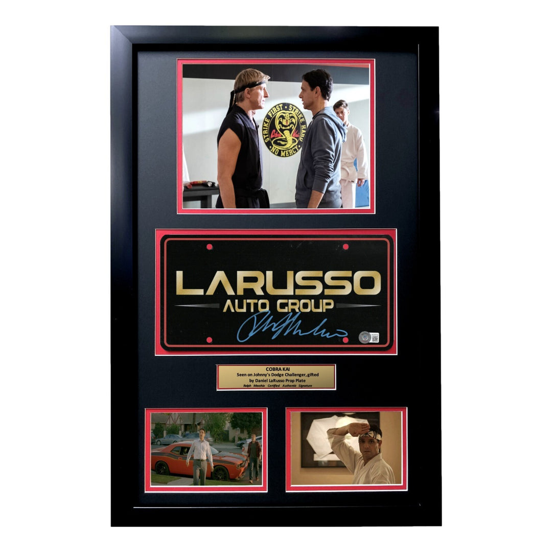 Cobra Kai Ralph Macchio Signed Movie Car License Plate Framed BAS Autographed