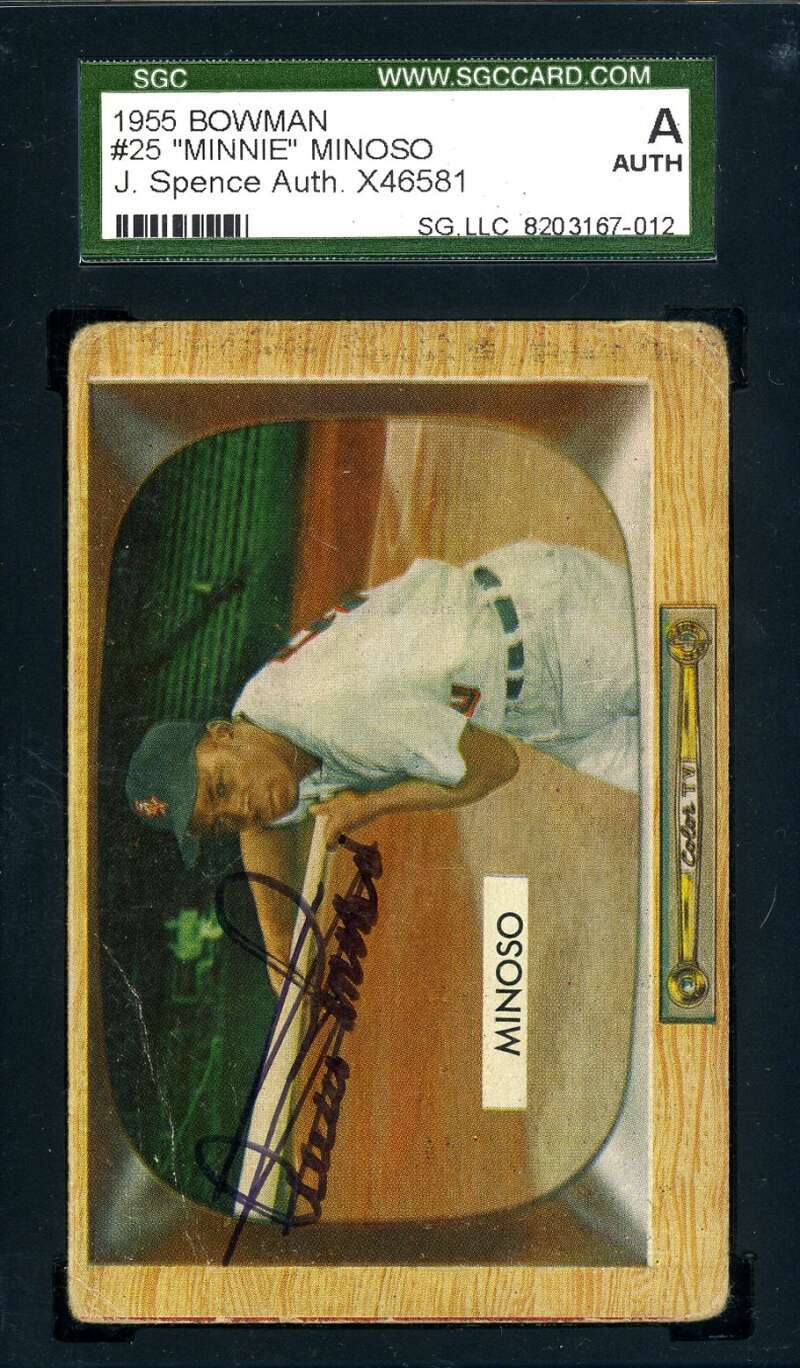 Minnie Minoso SGC Signed 1955 Bowman Autograph