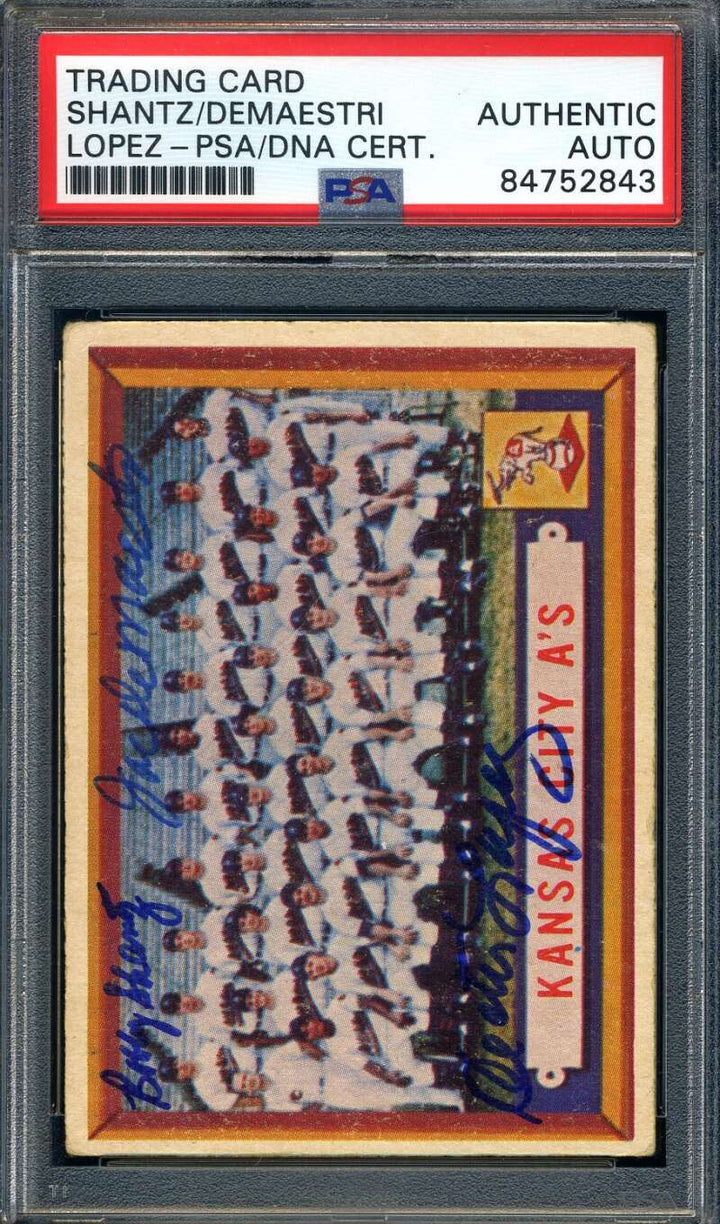 Kansas City A`s PSA DNA Signed By 3 1957 Topps Team Autographed