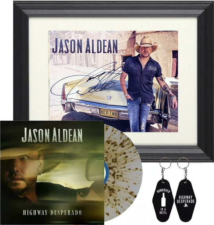 Jason Aldean signed Highway Desperado 8x10 Insert Framed Galaxy Vinyl/LP/Record