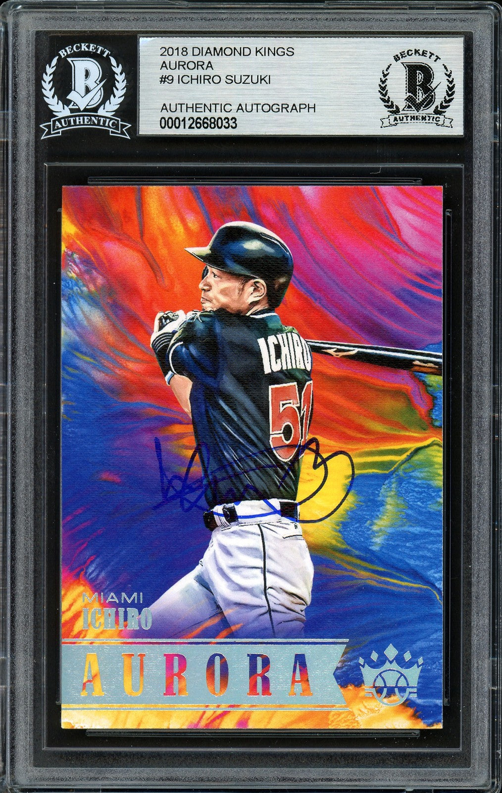 Ichiro Suzuki Signed 2018 Panini Diamond Kings Aurora Card A9 Marlins Beckett