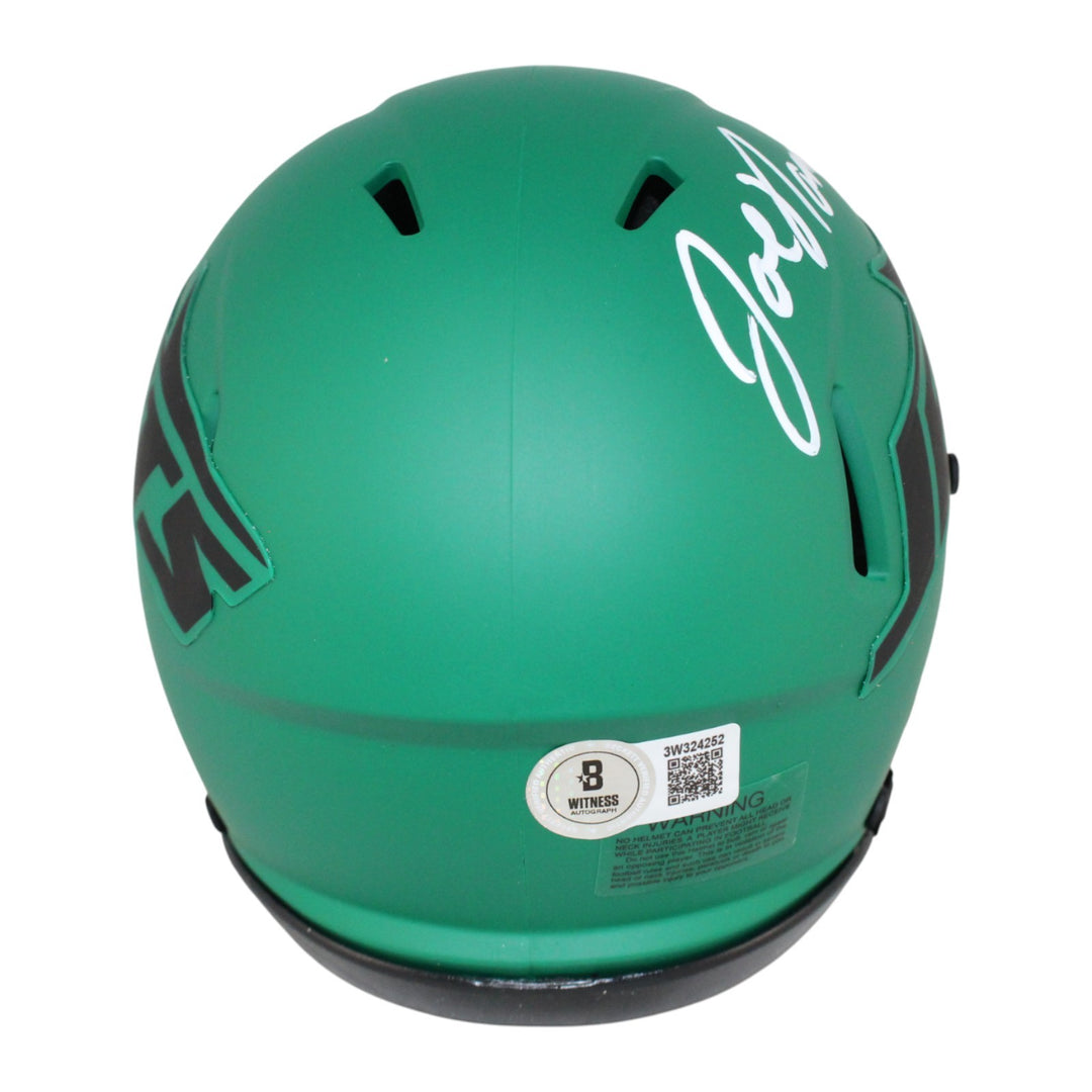 Joe Namath Autographed New York Jets Rave Mini Helmet Beckett Witness 48626