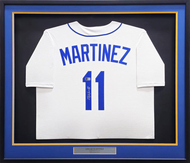 Mariners Edgar Martinez Signed Framed White Nike Cooperstown Jersey BAS Witness