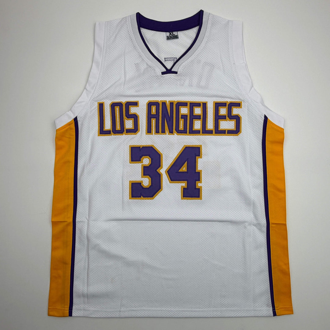 Autographed/Signed SHAQUILLE SHAQ O'NEAL Los Angeles LA White Jersey JSA COA
