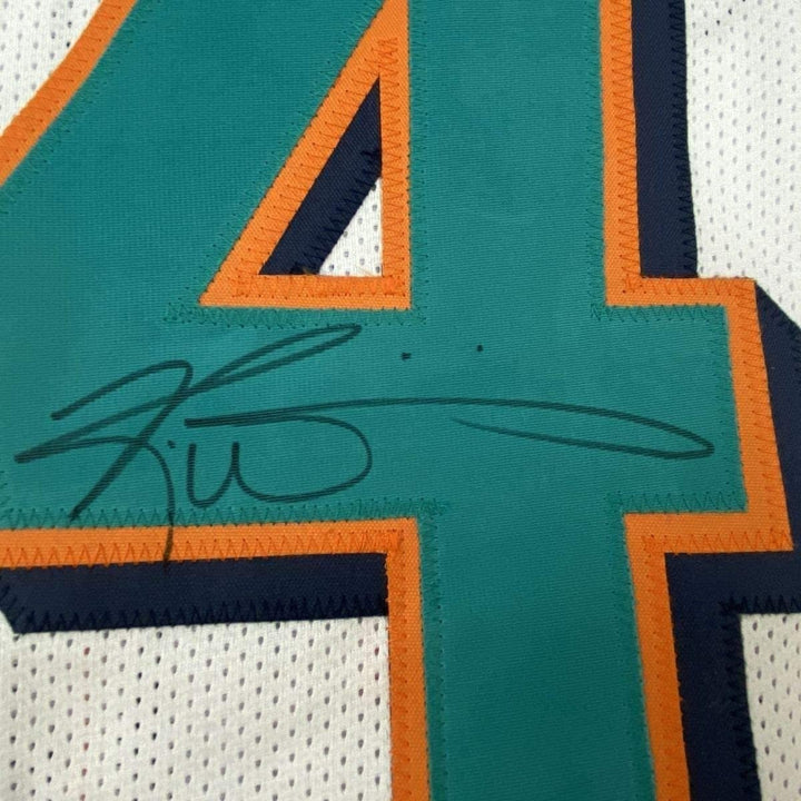Framed Autographed/Signed Ricky Williams 35x39 Miami White Jersey JSA COA