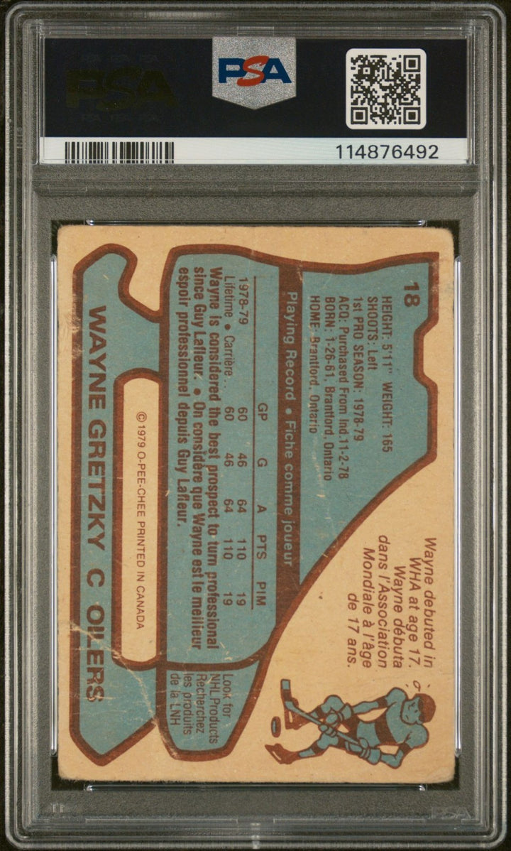 WAYNE GRETZKY SIGNED 1979 O-PEE-CHEE #18 ROOKIE CARD AUTO 10 RC PSA/DNA
