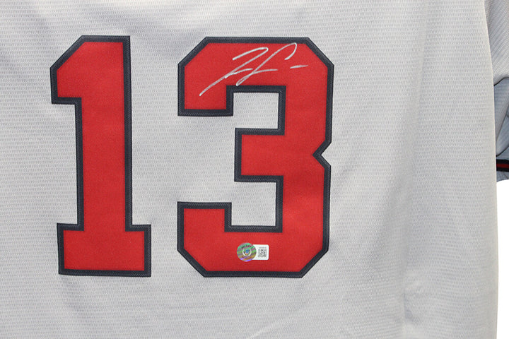 Ronald Acuna Autographed/Signed Atlanta Braves Grey Jersey Beckett 40581