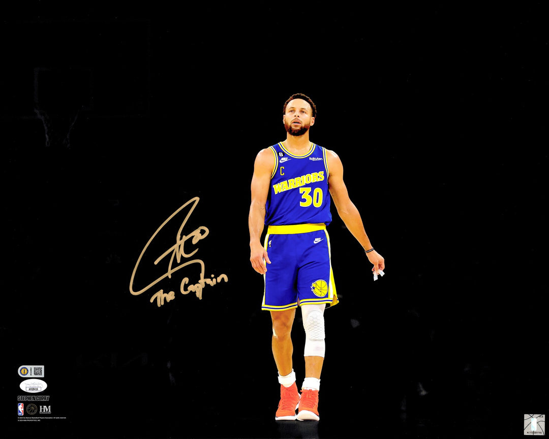 Stephen Curry Signed Framed 16x20 Photo Warriors Spotlight "The Captain" JSA