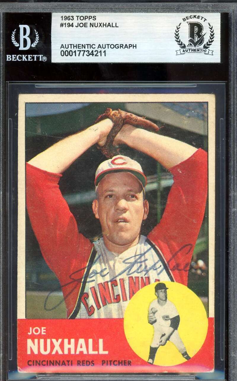 Joe Nuxhall Beckett BAS Vintage Signed 1963 Topps Autograph