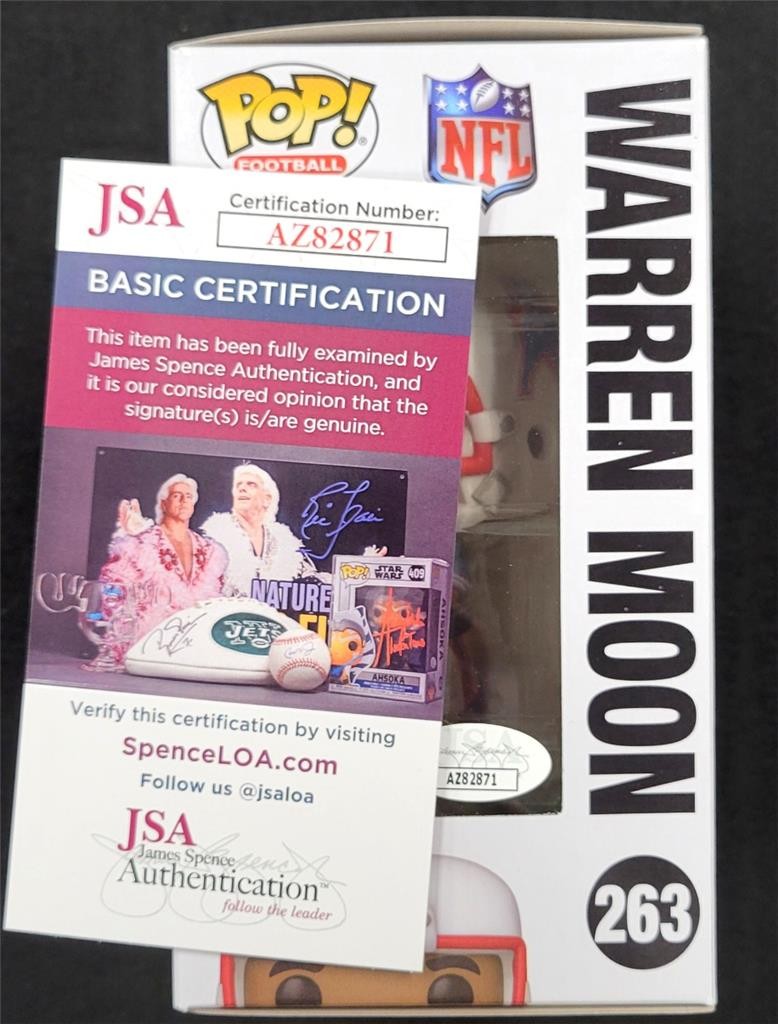 Warren Moon signed "HOF 06" Houston Oilers Funko Pop! 263 autograph ~ JSA COA
