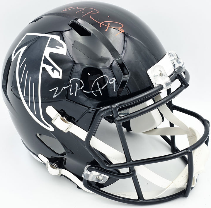 Michael Penix Jr Auto Falcons Black Full Size Speed Rep Helmet Sig Twice Beckett