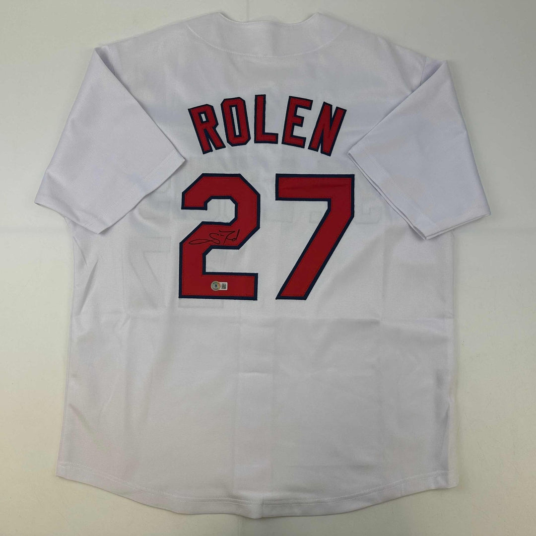 Autographed/Signed Scott Rolen St. Louis White Jersey Beckett BAS COA