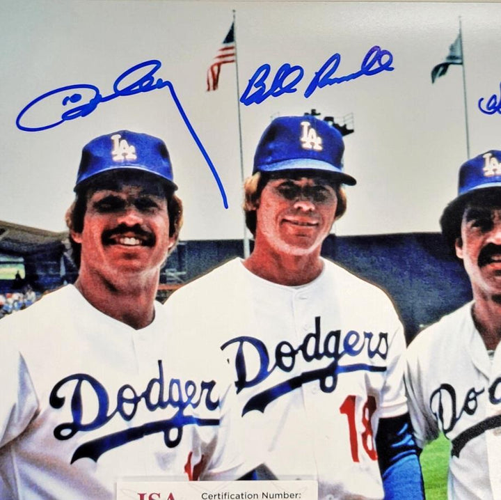 Dodger Infield signed 11x14 Photo #1 Russell Garvey Cey Lopes autograph JSA
