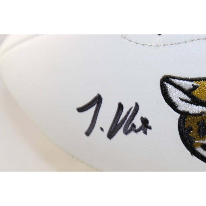 Travis Hunter Signed Jacksonville Jaguars Logo Football Beckett Witness 57951