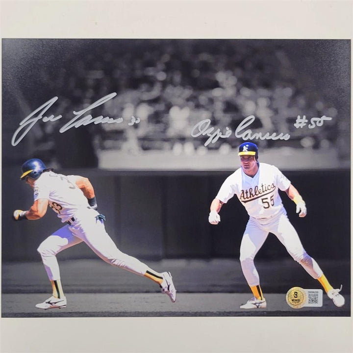 Jose Canseco & Ozzie Canseco signed Oakland A's 8x10 photo autograph Beckett BAS