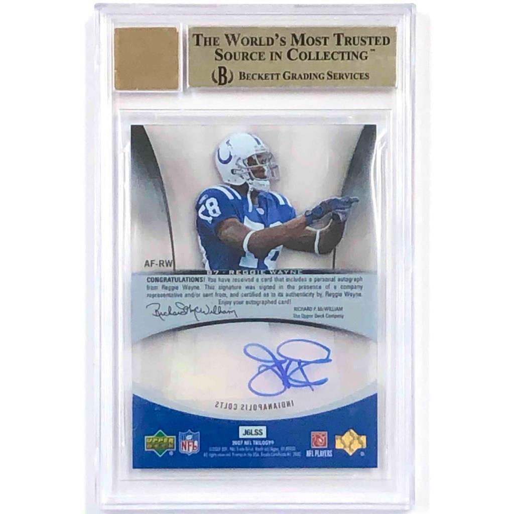 2007 UD Trilogy Reggie Wayne clear Auto Focus autograph card # /33 BGS 9.5 Pop 1
