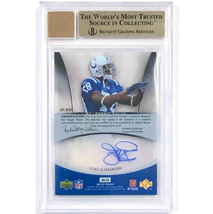 2007 UD Trilogy Reggie Wayne clear Auto Focus autograph card # /33 BGS 9.5 Pop 1