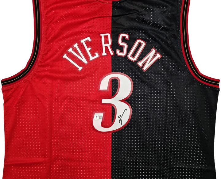 76ers Allen Iverson Auto Black Red Mitchell Ness 2000-01 Swingman Jersey 2XL BAS