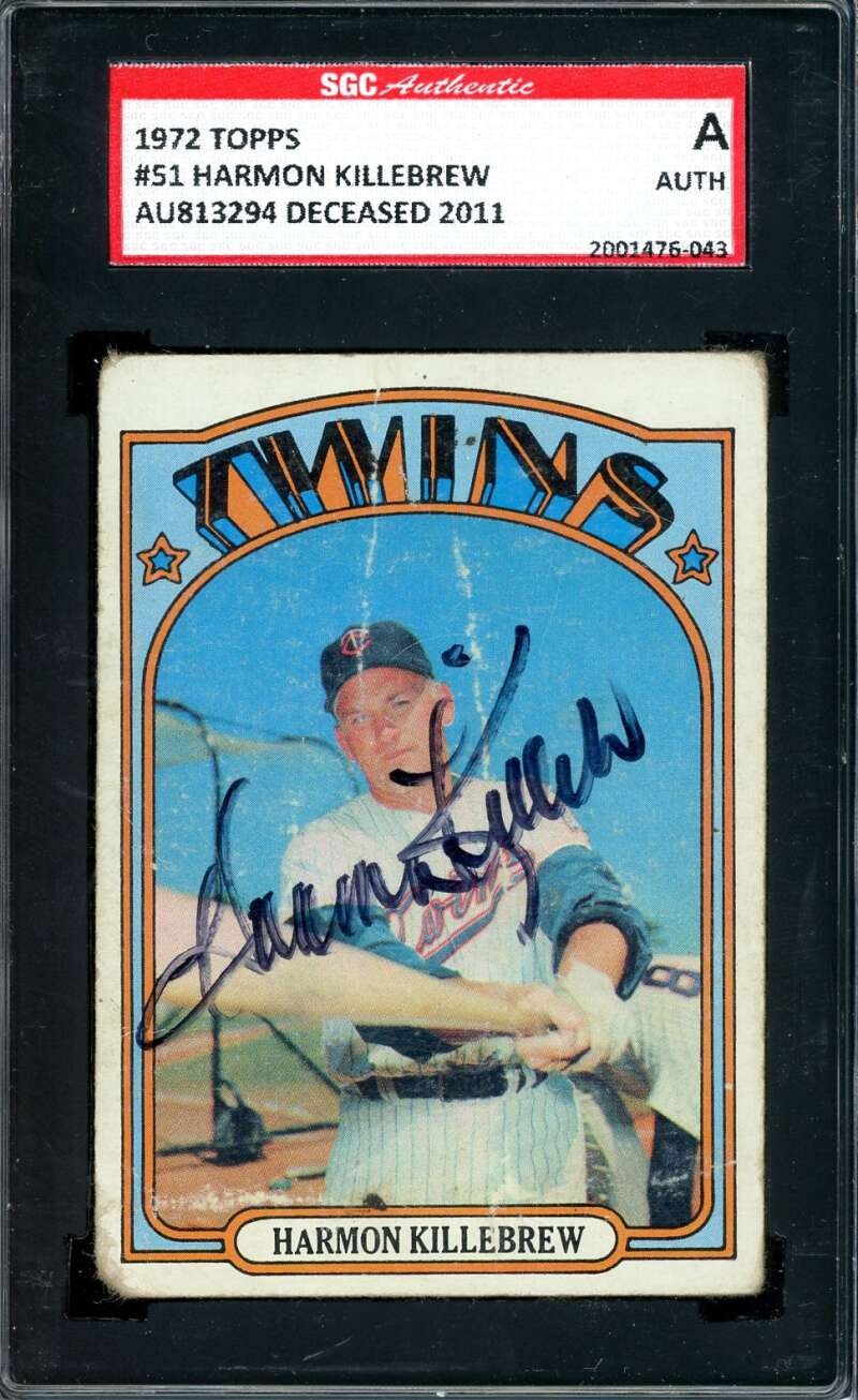 Harmon Killebrew SGC Coa Signed 1972 Topps Autograph