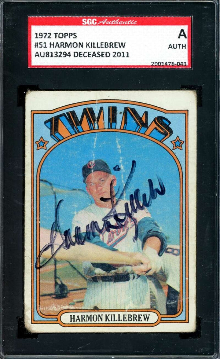 Harmon Killebrew SGC Coa Signed 1972 Topps Autograph