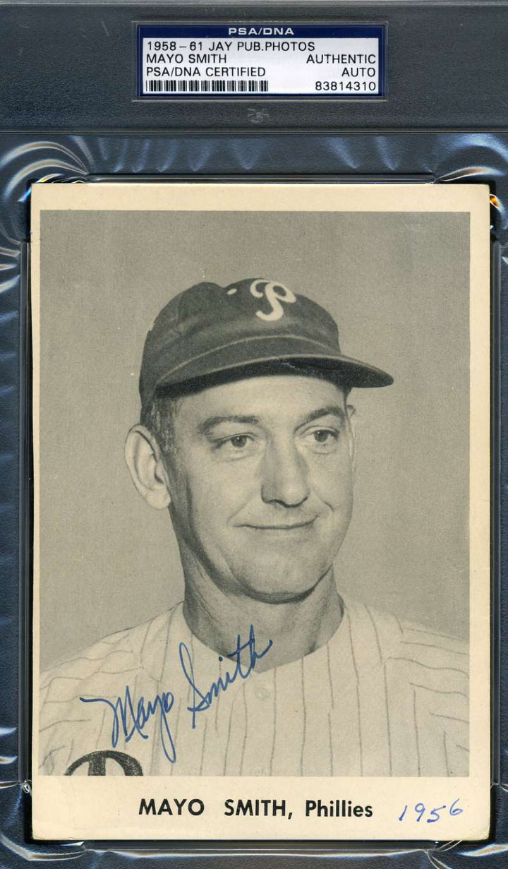 Mayo Smith 1956 Signed Psa/dna Team Issue 5x7 Photo Authentic Autograph