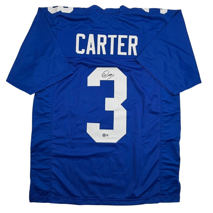 Autographed/Signed Abdul Carter New York #3 Blue Football Jersey BAS COA