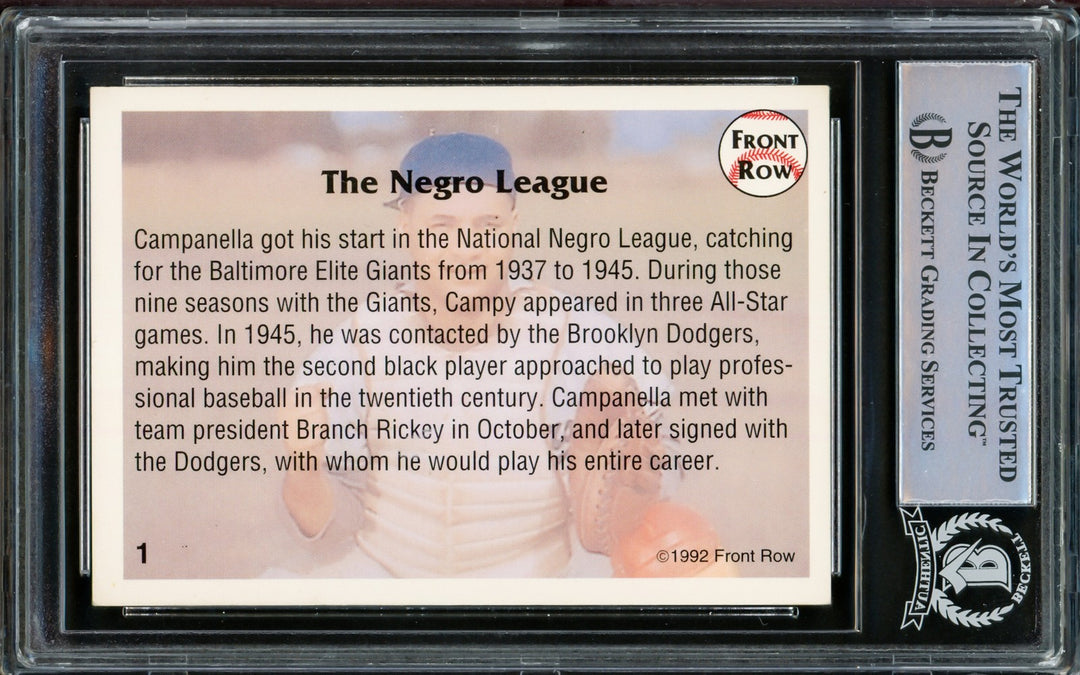 Roy Campanella Signed 1992 Front Row Card 1 Brooklyn Dodgers Beckett #15091497