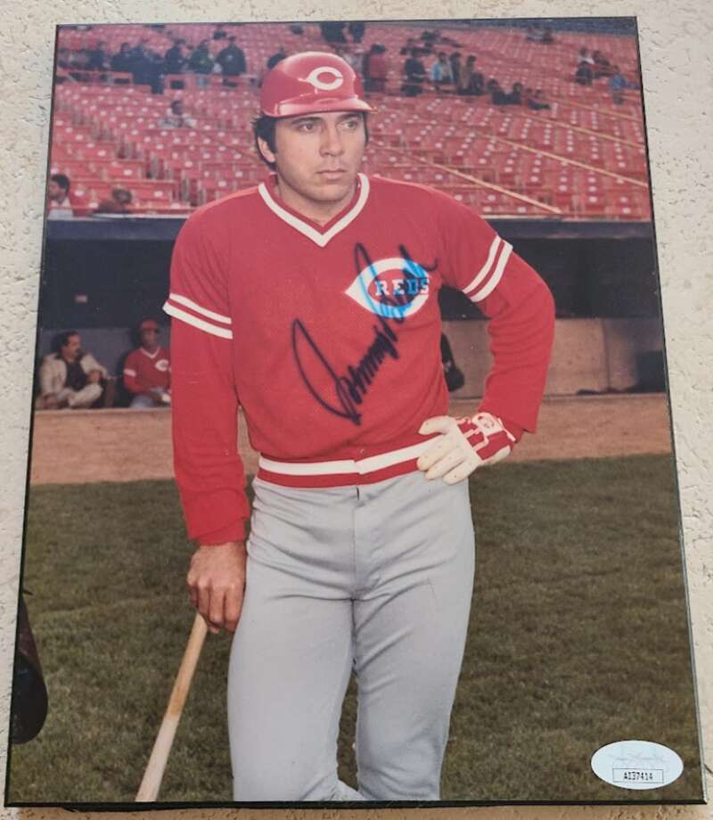Johnny Bench JSA Cert Signed 8x10 Wood Photo Plaque Autograph Reds