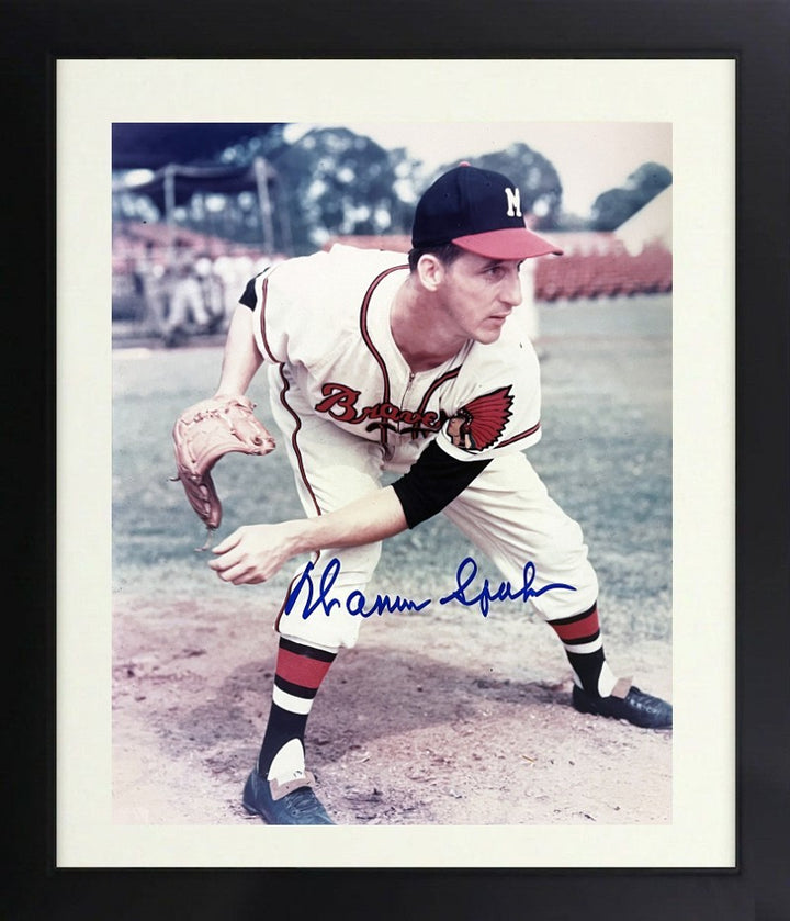 Warren Spahn signed Milwaukee Braves 8x10 Photo imperfect Framed- COA (HOF'57CY)