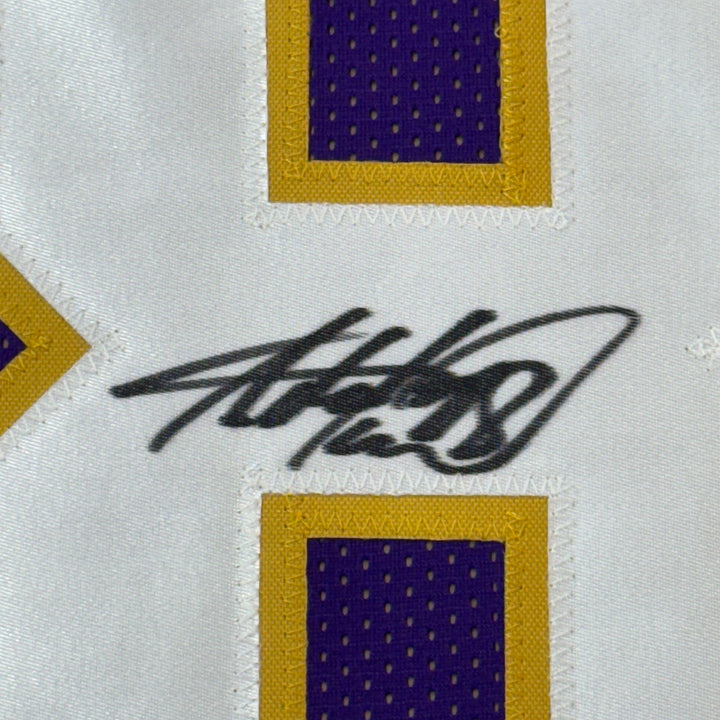 Framed Autographed/Signed Adrian Peterson 33x42 Minnesota Purple Jersey BAS COA