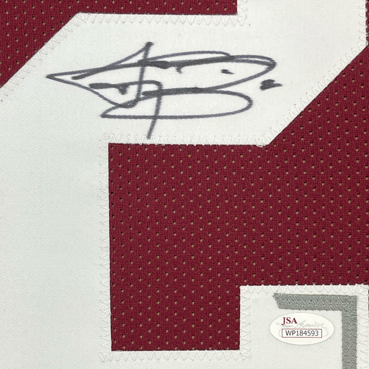 FRAMED Autographed/Signed JOHNNY MANZIEL 33x42 Texas A&M Maroon Jersey JSA COA