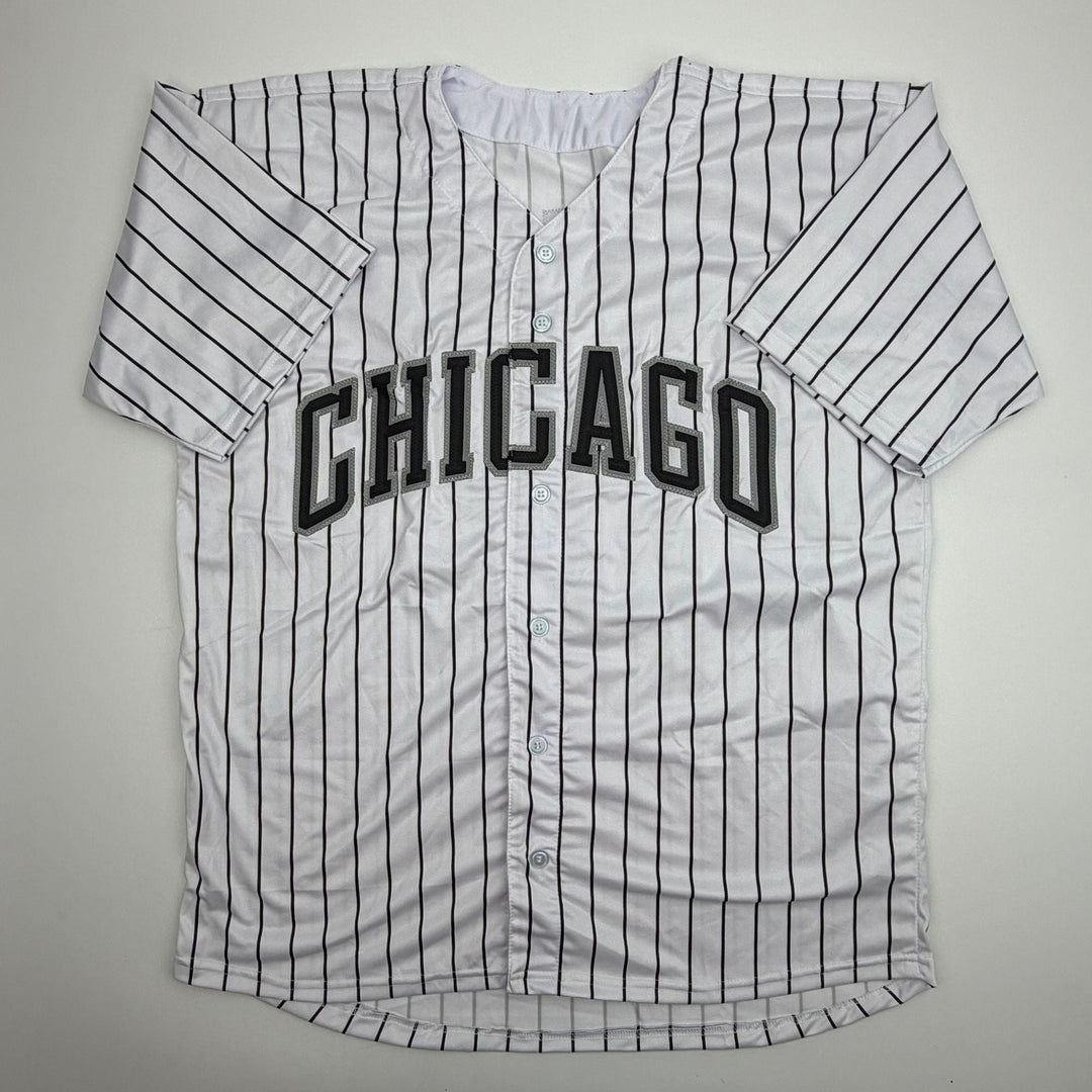 Autographed/Signed Sam Antonacci Chicago Pinstripe Jersey Beckett BAS COA