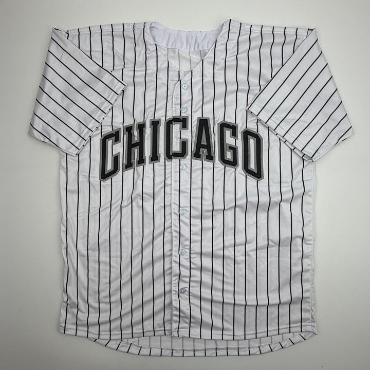 Autographed/Signed Sam Antonacci Chicago Pinstripe Jersey Beckett BAS COA