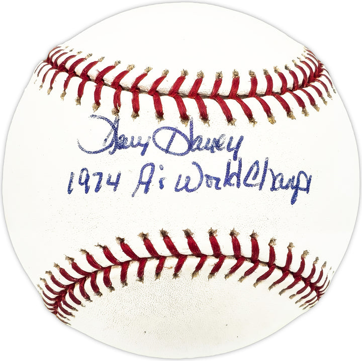 Larry Haney Auto MLB Baseball Oakland A's 1974 A's World Champs Beckett BM17824